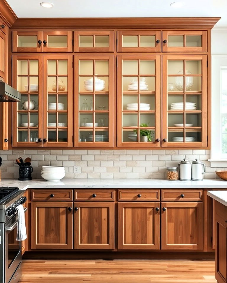 farmhouse vibe mullioned glass cabinets - 15 Kitchen Cabinets With Glass Doors