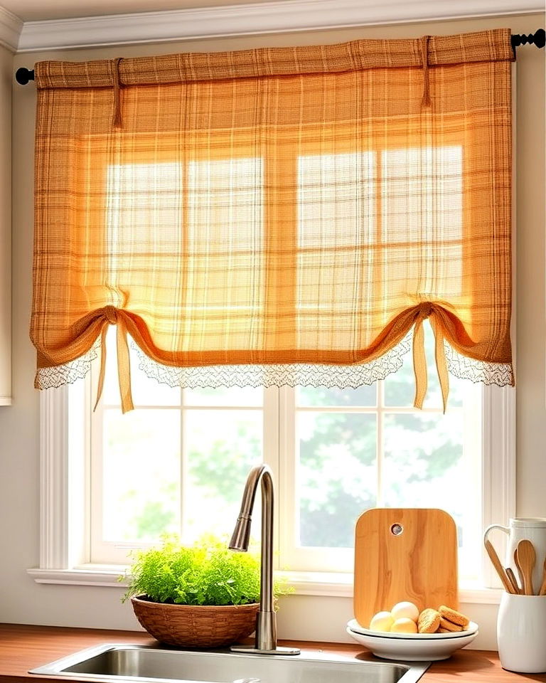 farmhouse vibe rustic burlap valance - 20 Kitchen Valance Ideas