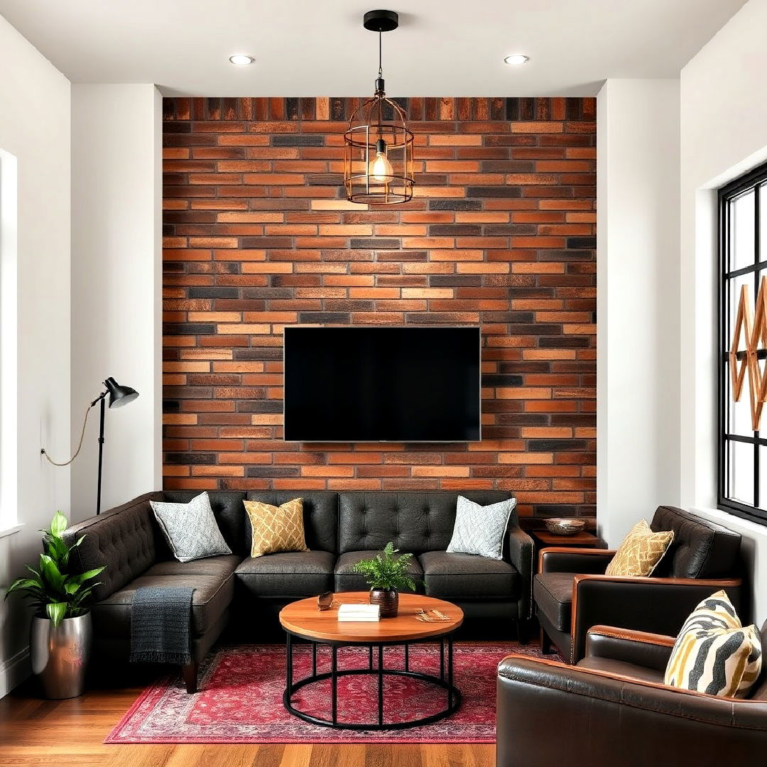 faux brick accent wall design - 40 Teen Hangout Room Ideas