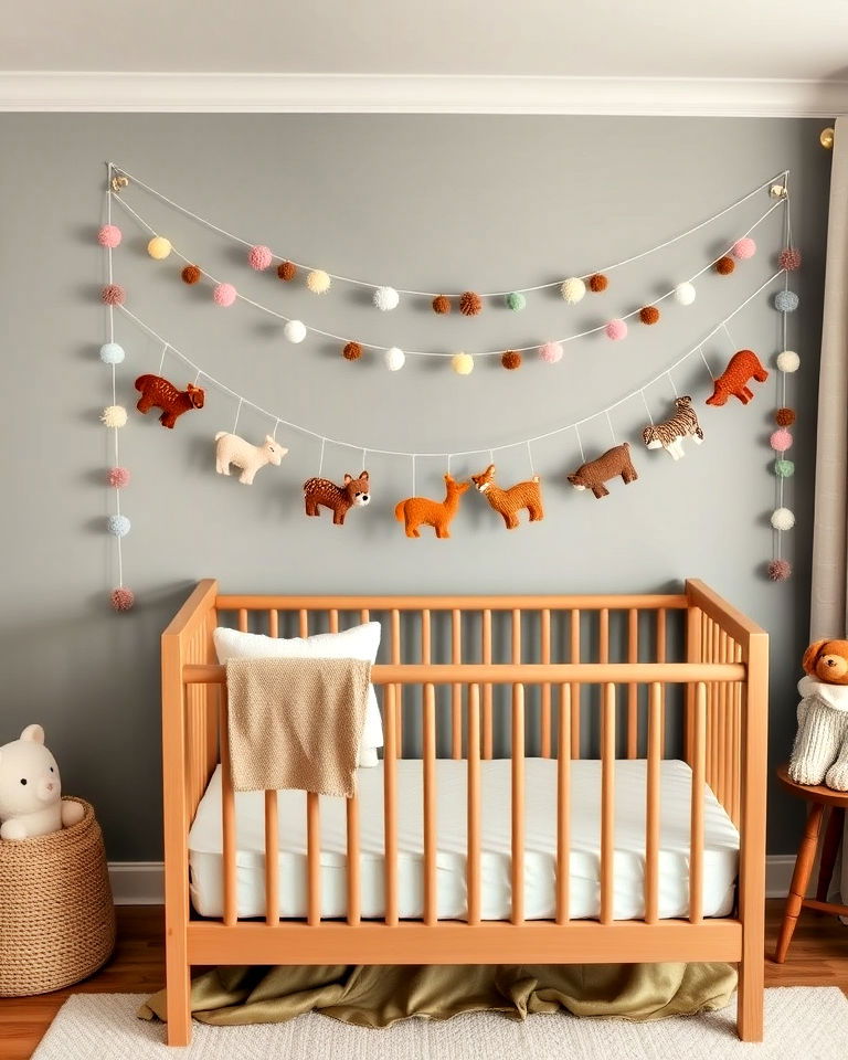 felt animal garlands for woodland nursery - 25 Woodland Nursery Ideas