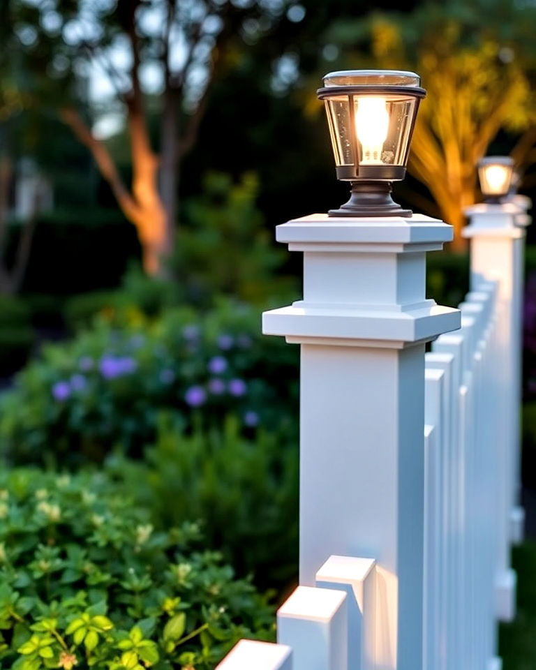 fence cap lighting for garden - 40 Garden Lighting Ideas
