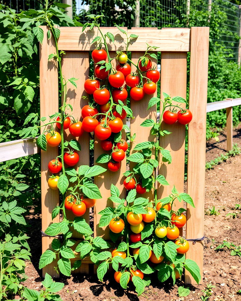fence panel as a trellis - 30 Tomato Trellis Ideas