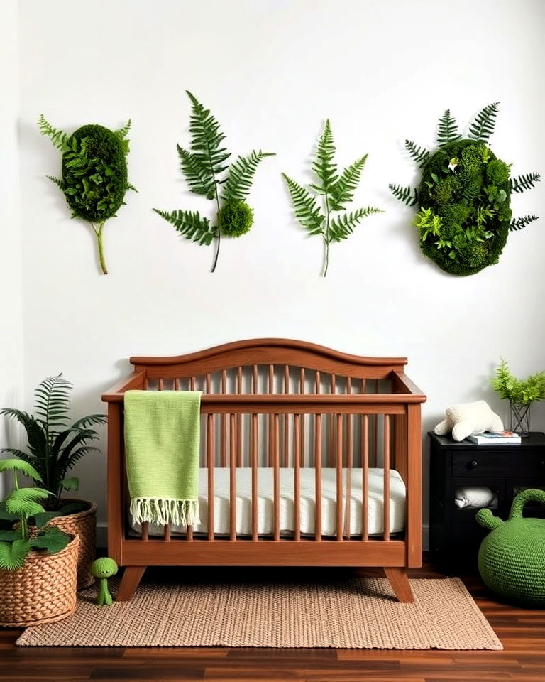 fern and moss accents for nature themed nursery - 20 Nature Themed Nursery Ideas