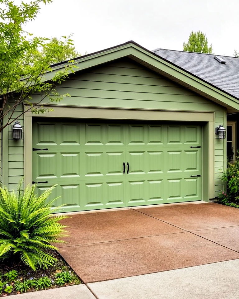 fern green garage door - 20 Green Garage Door Ideas