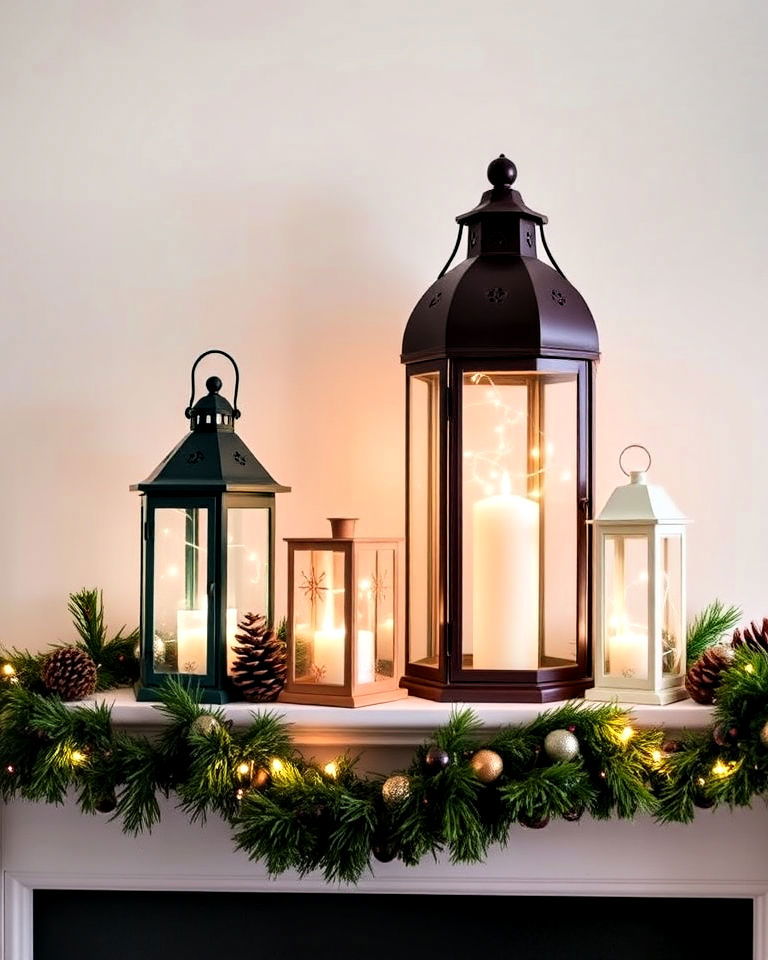 festive decor lanterns for mantelpiece - 30 Lantern Decor Ideas