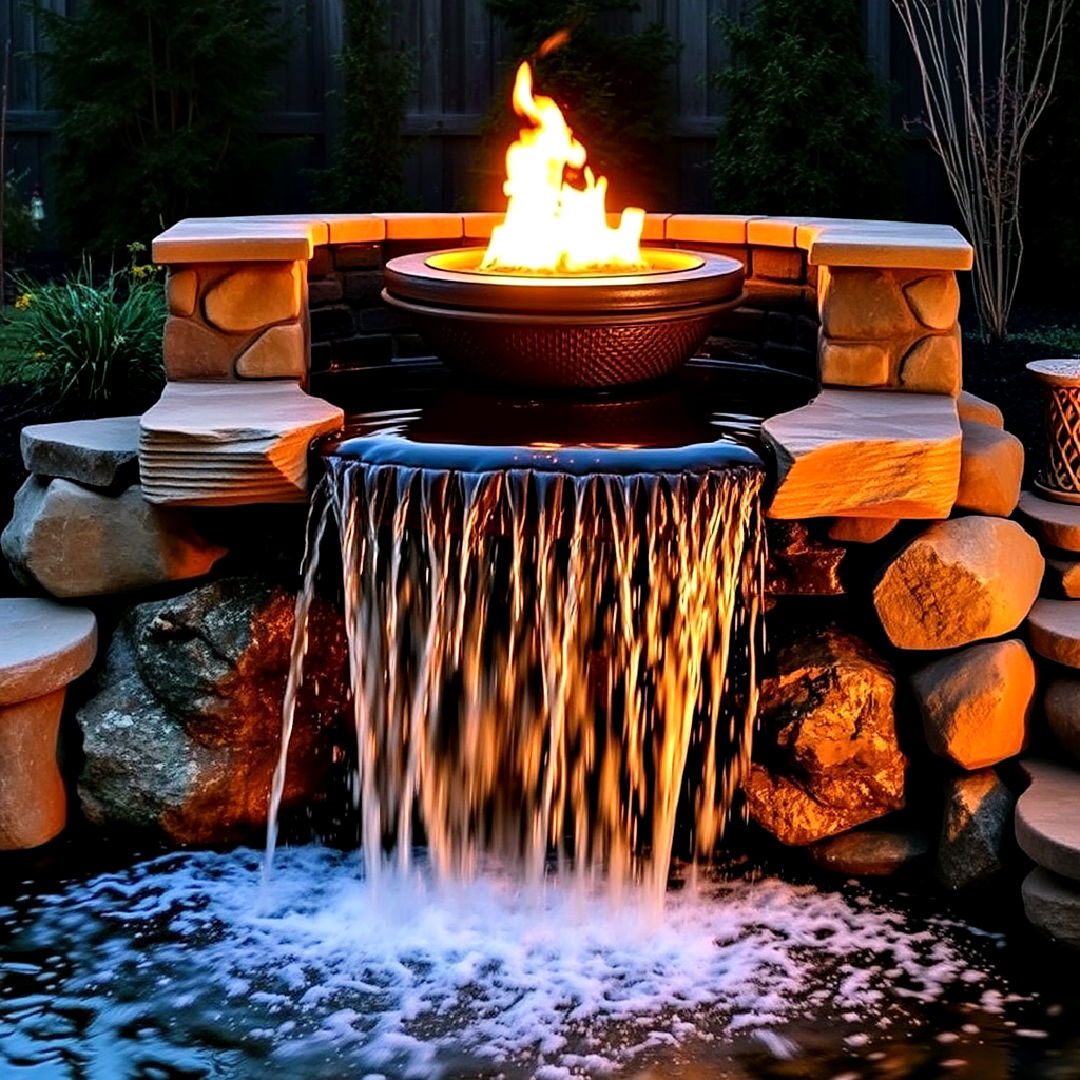 fire feature for pondless waterfall - 15 Pondless Waterfall Ideas