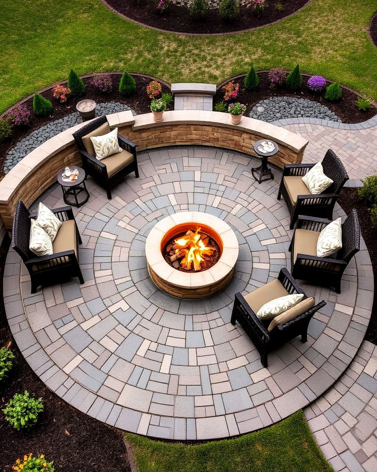 fire pit circular paver patio - 40 Paver Patio Ideas