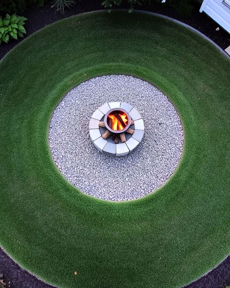 fire pit for circular lawn - 20 Circular Lawn Garden Designs
