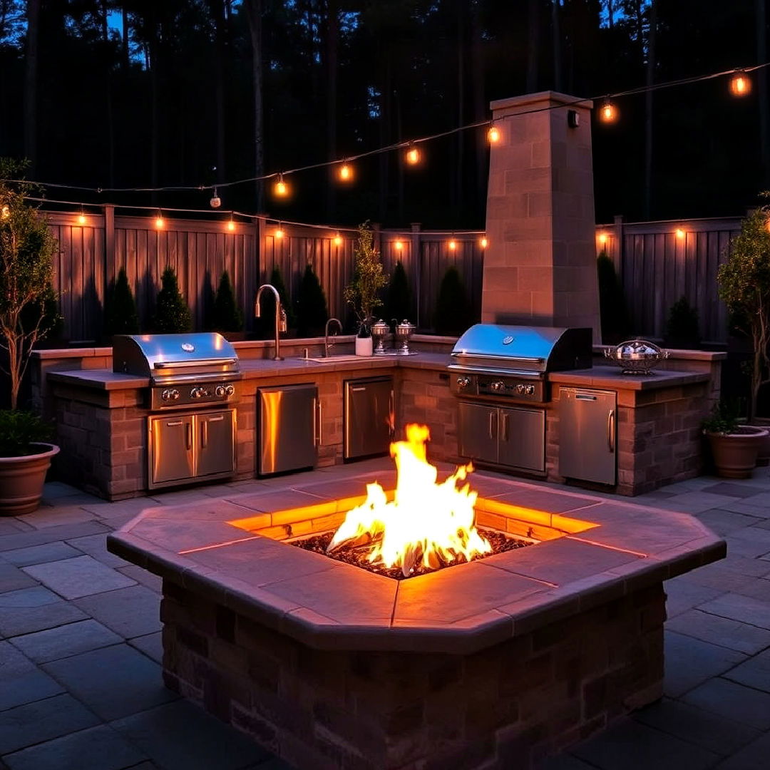 fire pit for outdoor kitchen - 20 Luxury Outdoor Kitchen Ideas