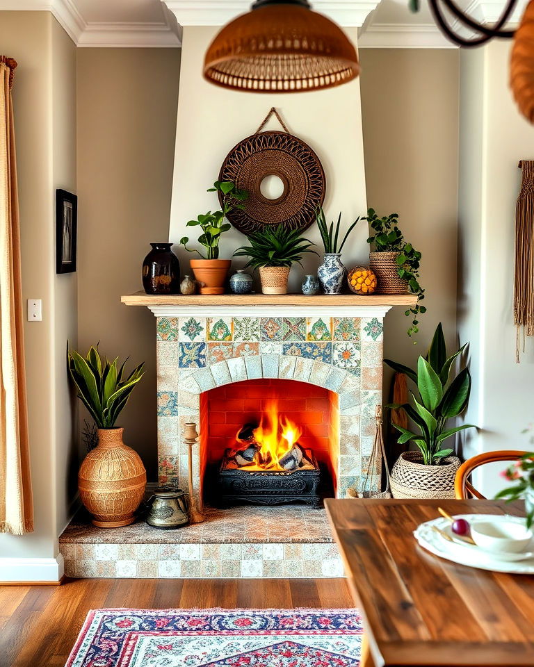 fireplace alcove for bohemian dining room - 30 Dining Rooms With Fireplaces