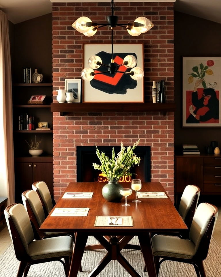 fireplace for mid century modern dining room - 30 Dining Rooms With Fireplaces