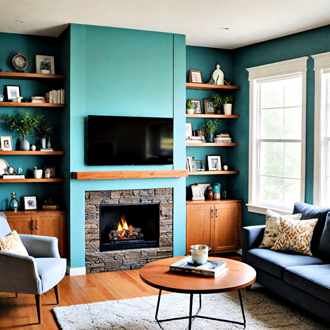 fireplace with built in storage - 25 Corner Fireplace Ideas