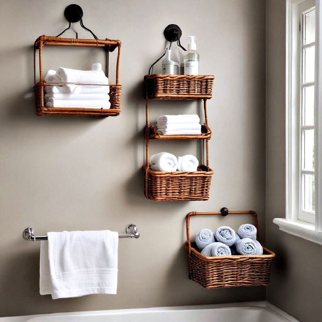 fix basket shelves - 40 Bathroom Organization Ideas