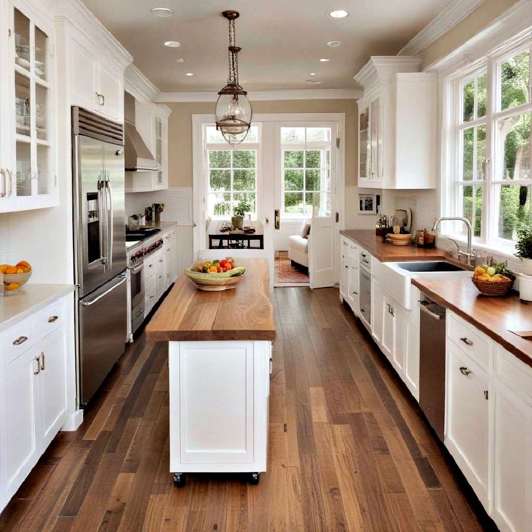 flexible narrow island - 40 Galley Kitchen Ideas