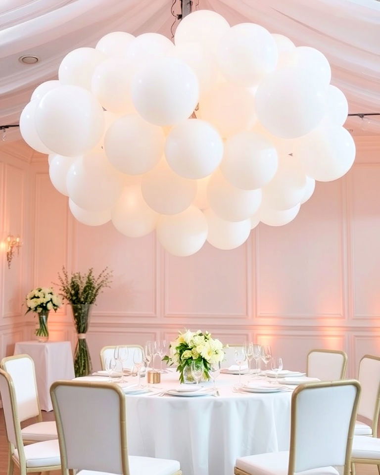 floating balloon clouds for centerpiece - 25 Balloon Centerpiece Ideas