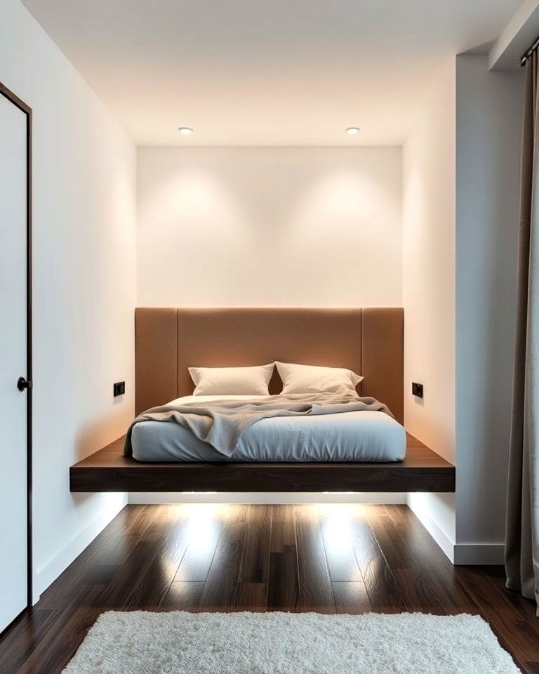 floating bed nook for contemporary feel - 15 Bed Nook Ideas