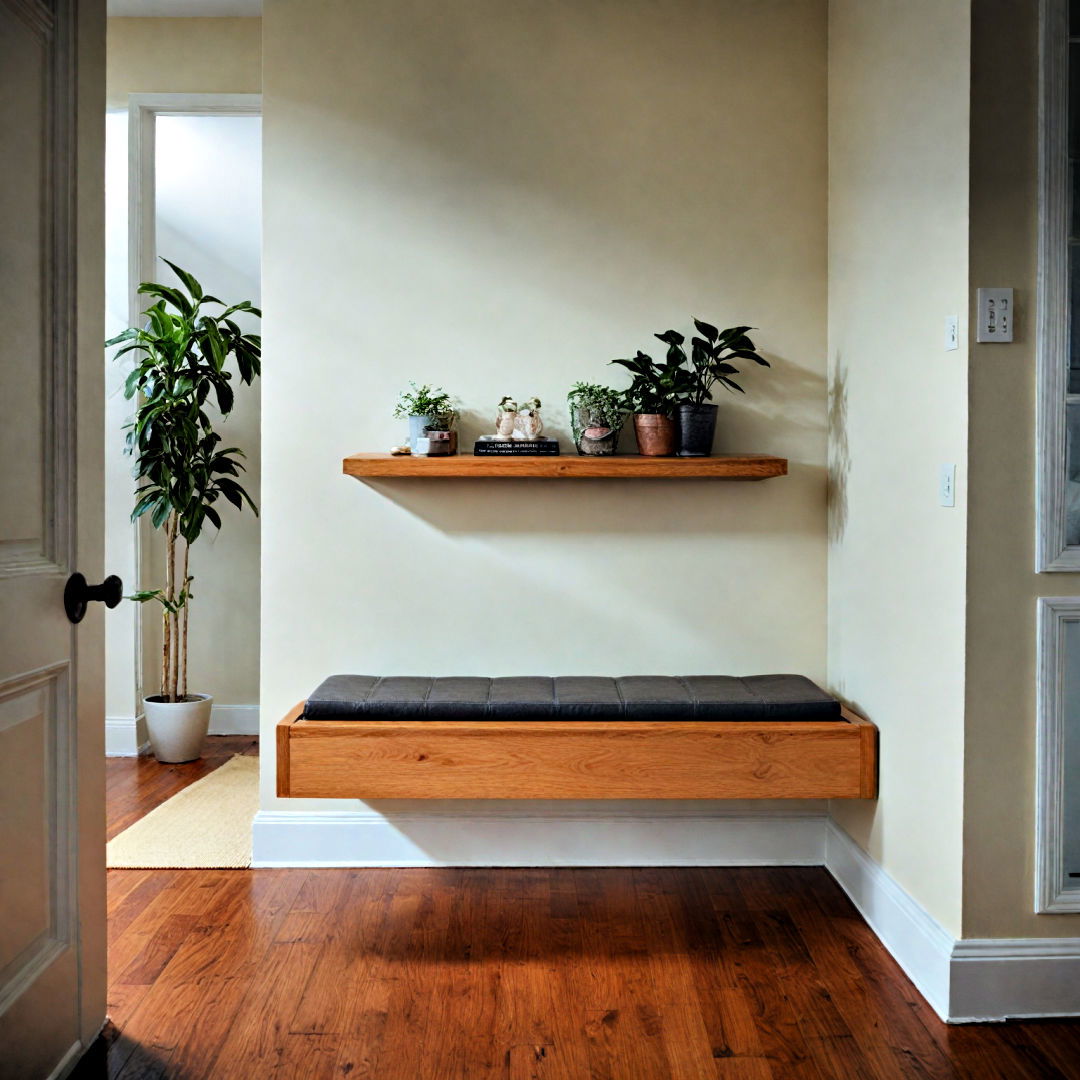 floating bench for small entryway - 40 Small Entryway Ideas