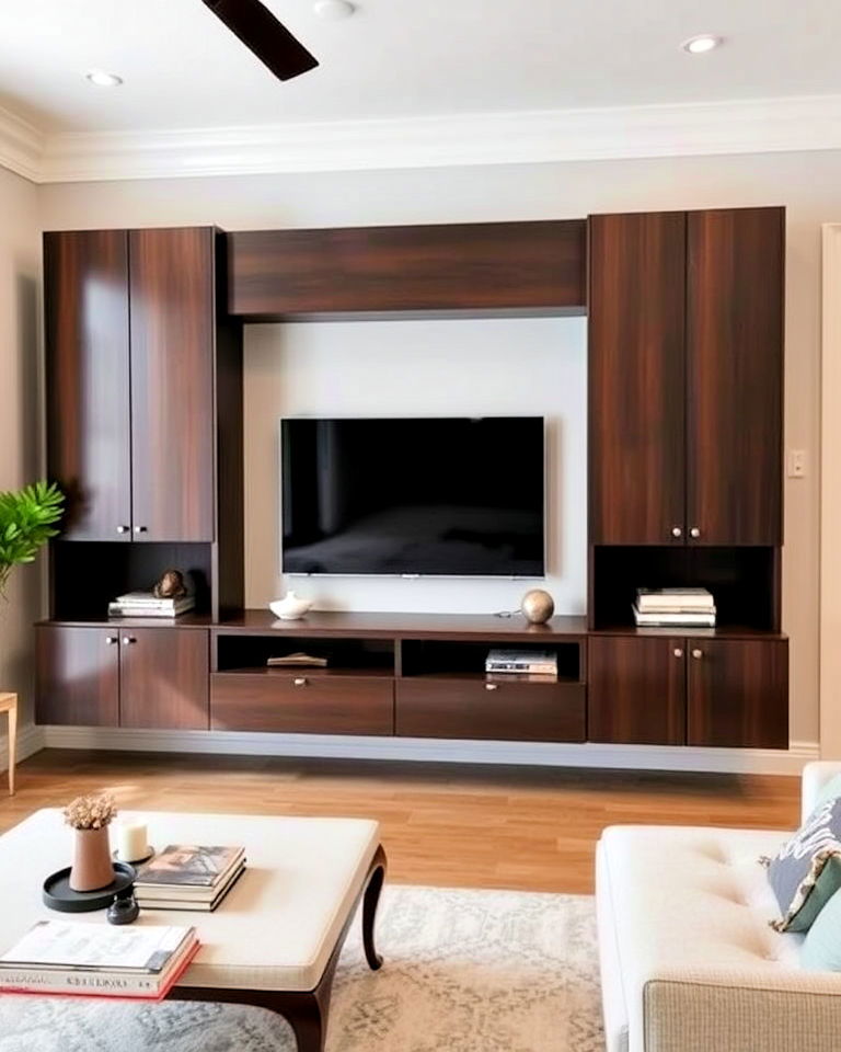 floating cabinets for living room storage - 30 Living Room Storage Ideas