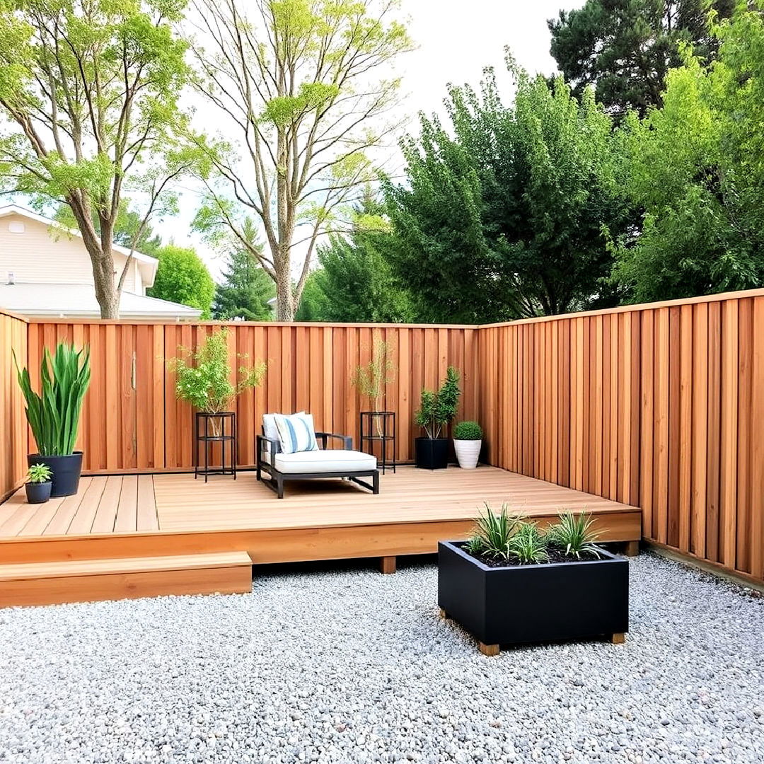 floating deck and gravel patio combination - 30 Deck and Patio Combination Ideas