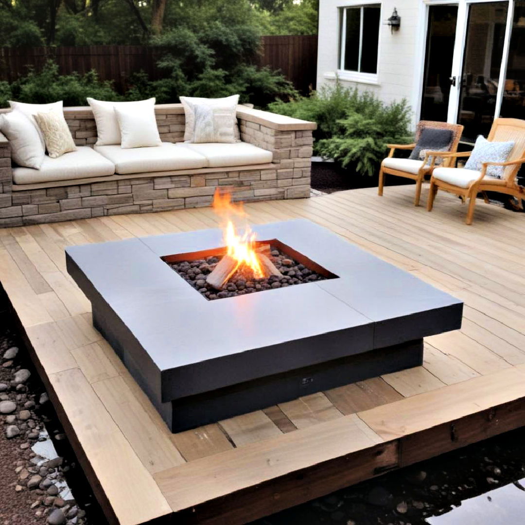 floating deck with fire pit - 20 Floating Deck Ideas