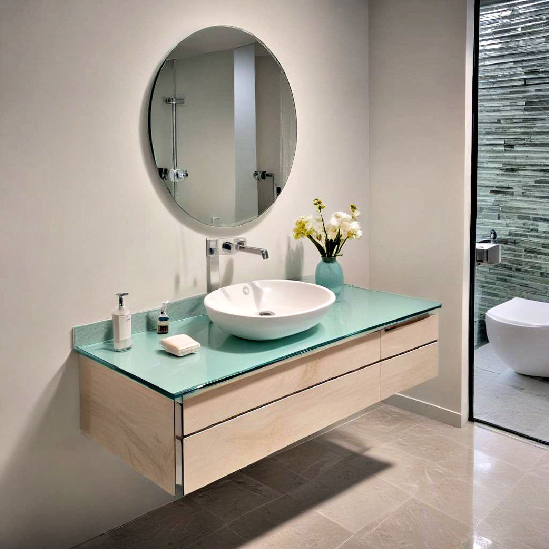 floating glass vanity design - 40 Bathroom Vanity Ideas