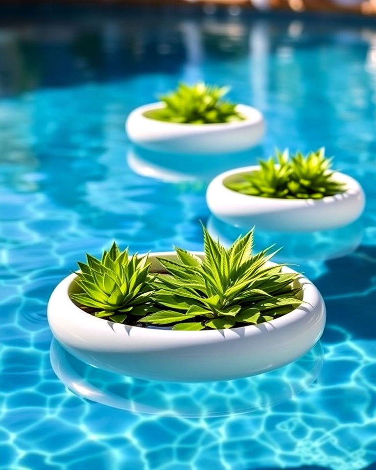 floating pool planters - 30 Pool Planter Ideas