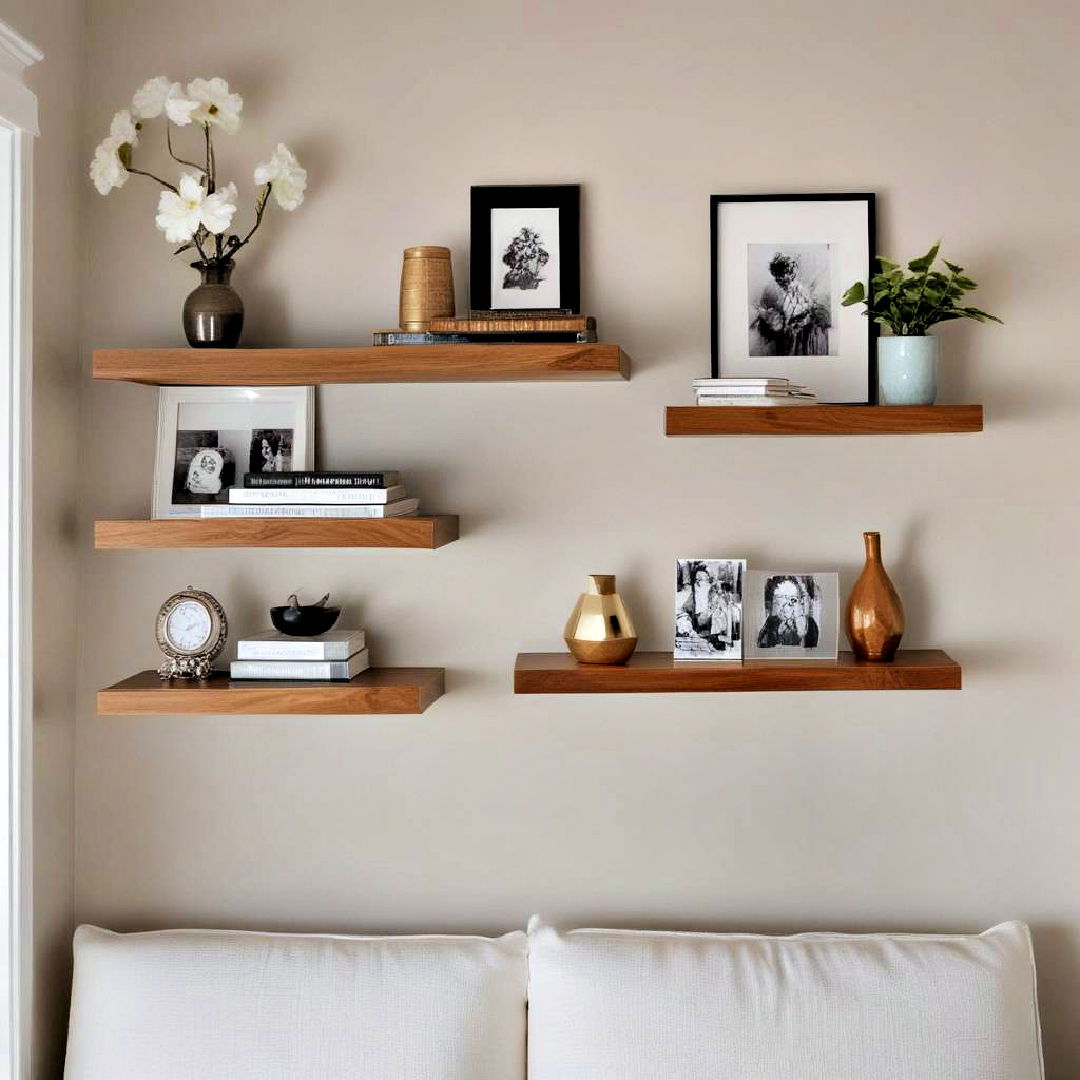 floating shelves as modern storage solution - 40 Apartment Decorating Ideas