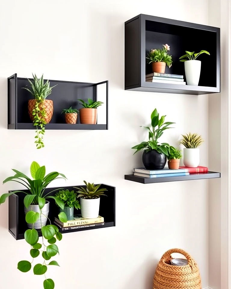 floating shelves to display plants - 50 Foyer Decor Ideas