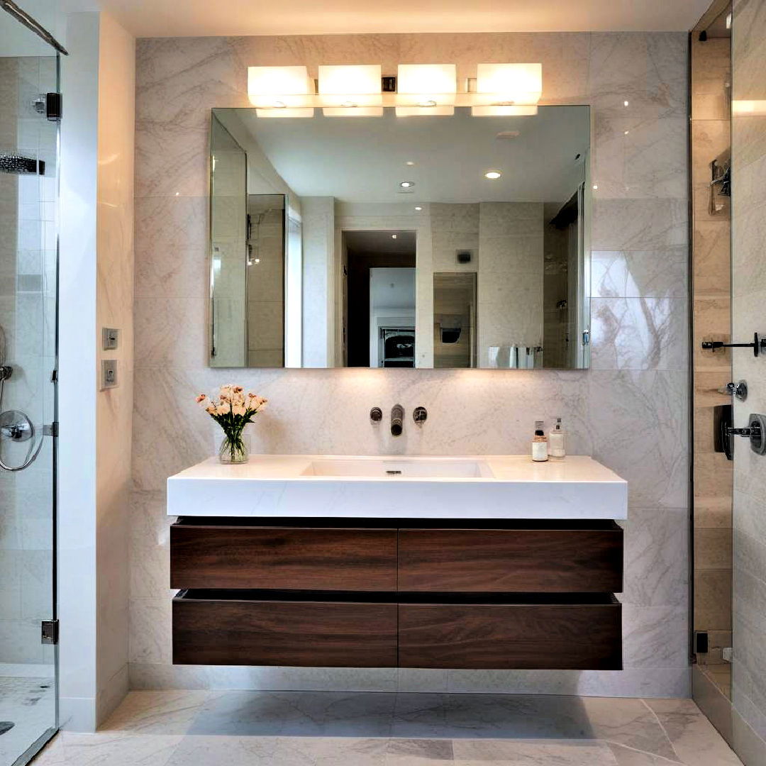 floating vanity with storage - 40 Bathroom Design Ideas