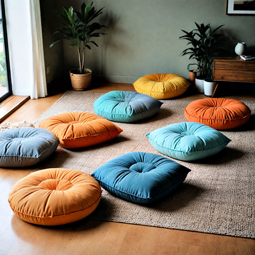 floor cushions for cozy seating - 40 Aesthetic Room Ideas