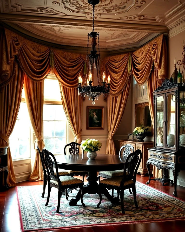 floor length drapes for victorian dining room - 25 Victorian Dining Room Ideas