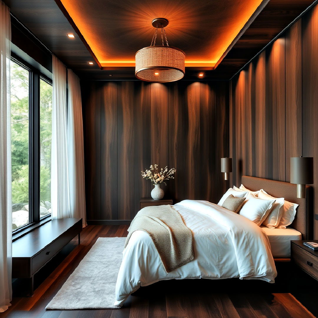 floor to ceiling dark wood paneling for bedroom - 20 Dark Wood Bedroom Ideas