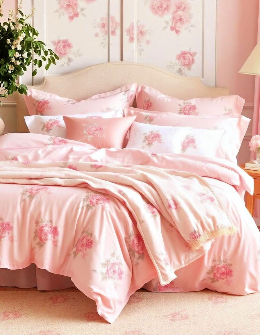 floral blush pink bedding - 15 Blush Pink Bedroom Ideas