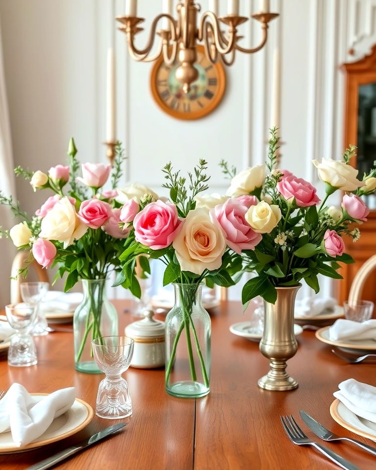 floral centerpieces to add romantic touch - 25 French Parisian Dining Room Ideas