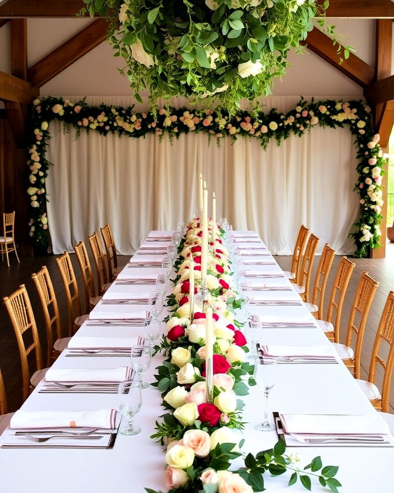 floral garlands for wedding table decor - 30 Wedding Table Decoration Ideas