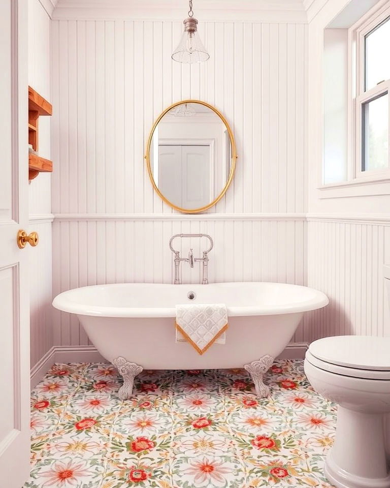 floral mosaic design for bathroom floor - 20 Bathroom Mosaic Floor Tile Ideas