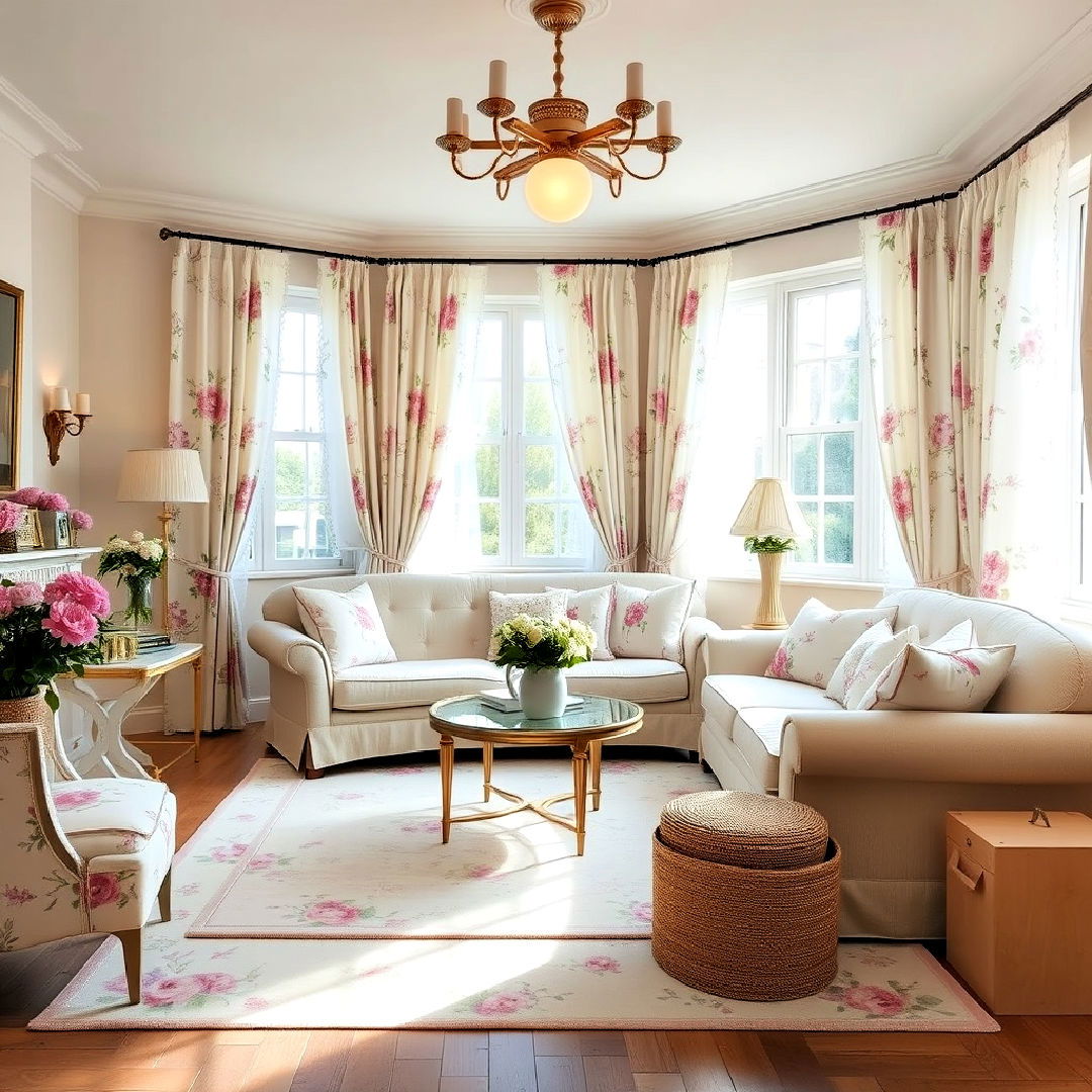 floral prints to add romantic touch - 25 Shabby-chic Style Living Room Ideas