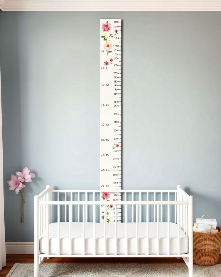 floral themed growth chart - 15 Floral Nursery Ideas