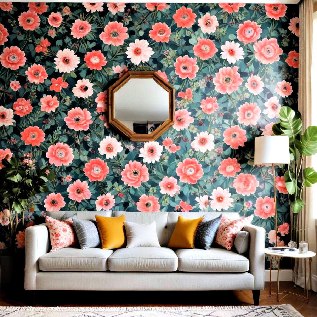 floral wallpaper idea - 40 Living Room Ideas