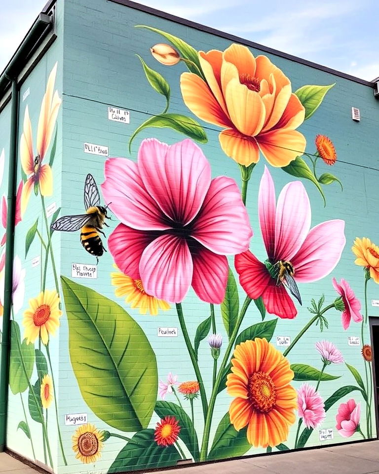 flower mural as educational tool - 20 Flower Murals on Buildings