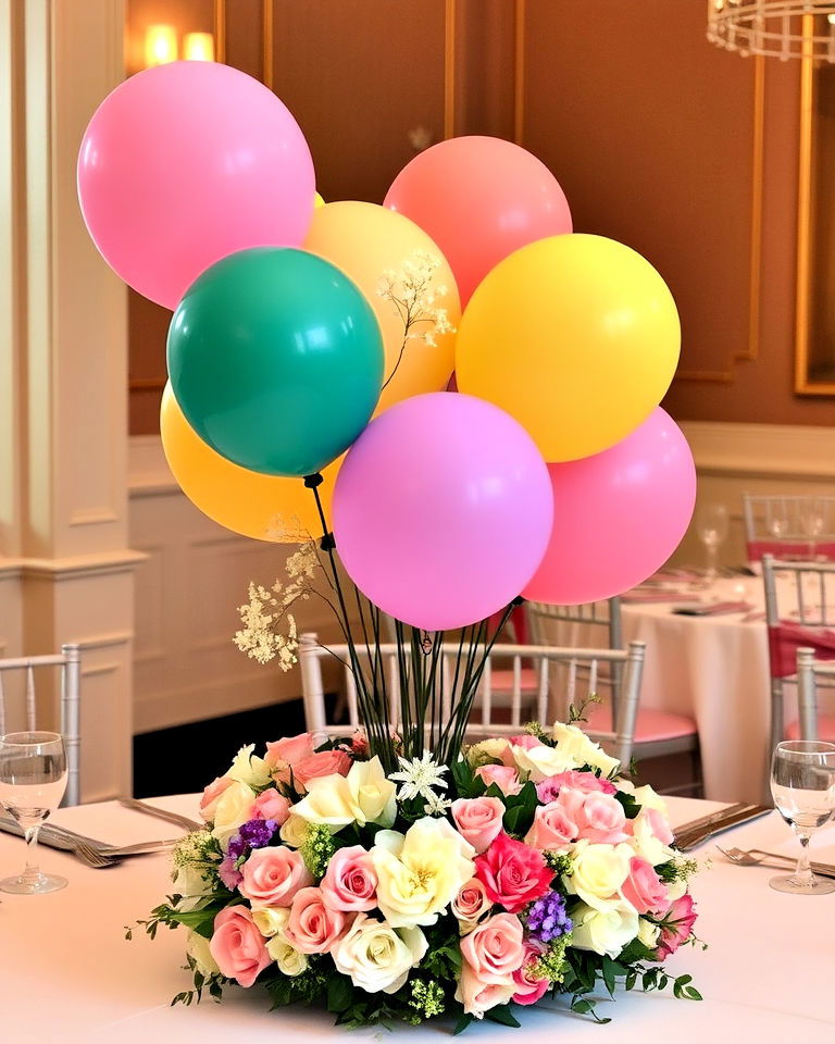flowers with balloon bouquets - 25 Balloon Centerpiece Ideas