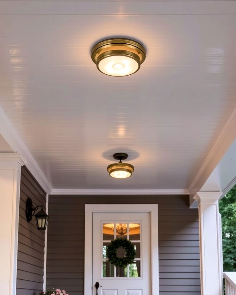 flush mount lighting for front porch - 20 Front Porch Lighting Ideas