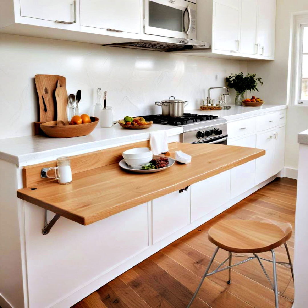 fold down table - 30 Small Galley Kitchen Ideas on a Budget
