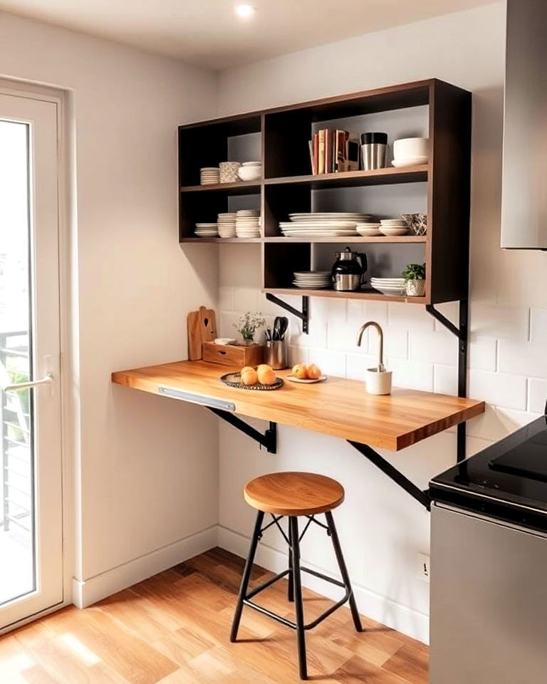 fold down wall table for small kitchen storage - 40 Small Kitchen Storage Ideas