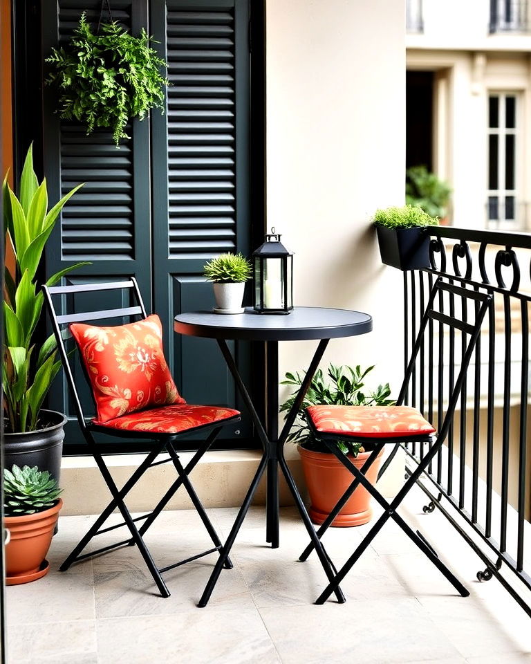 foldable bistro set charm - 25 Balcony Seating Ideas