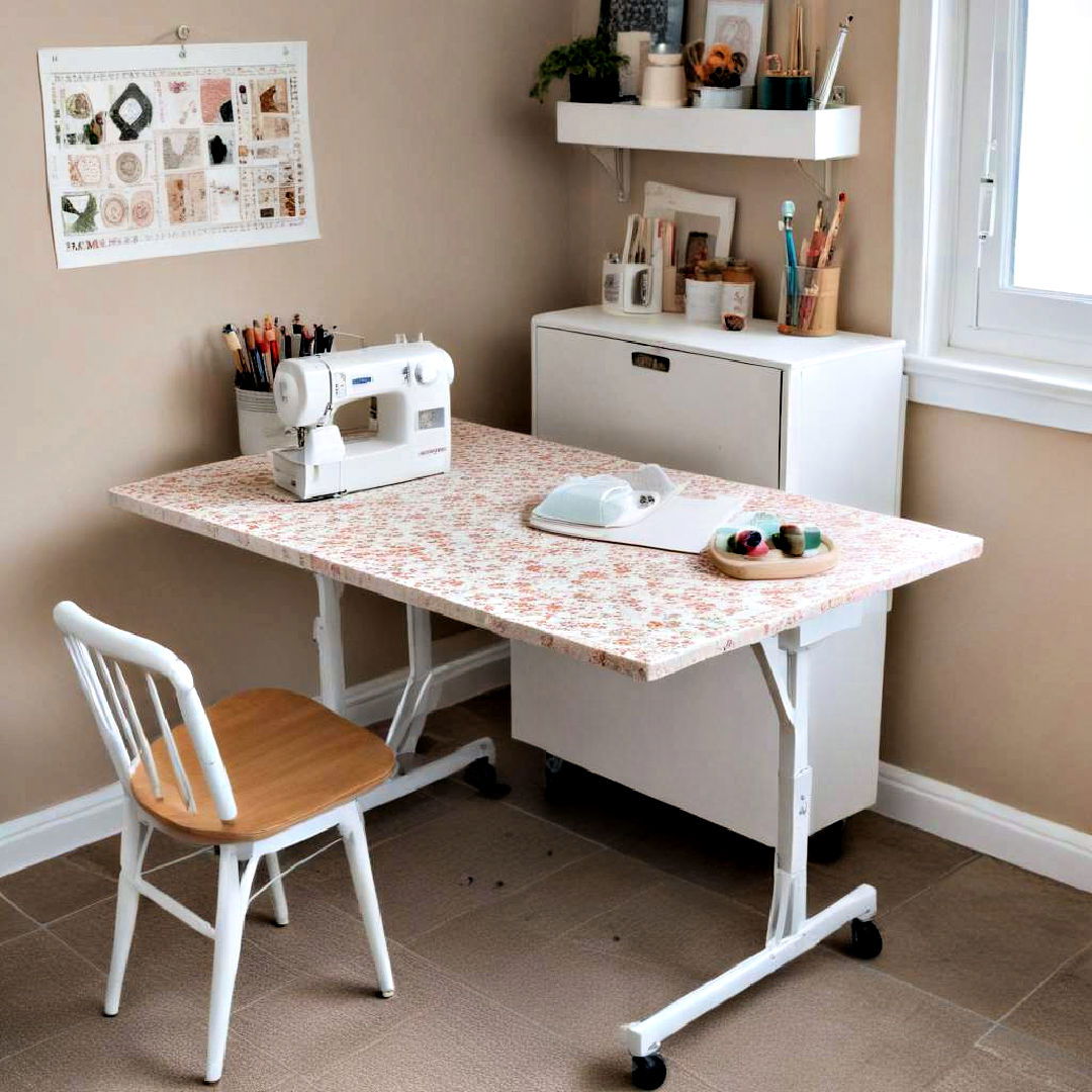 foldable table for small space - 15 Sewing Room Ideas