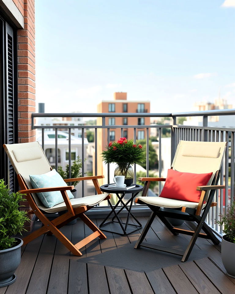 folding lounge chairs for balcony - 25 Balcony Seating Ideas