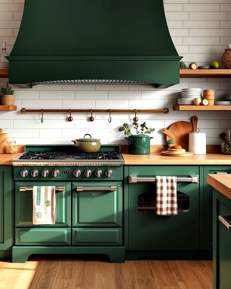 forest green appliances for kitchen - 25 Kitchen With Colored Appliances Ideas