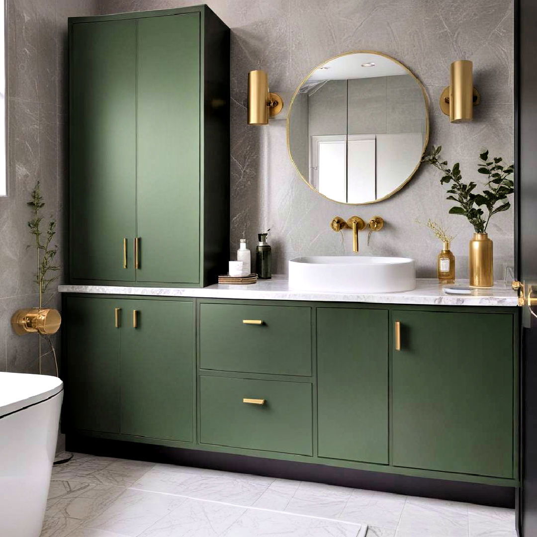 forest green bathroom cabinets - 20 Green and Gold Bathroom Ideas