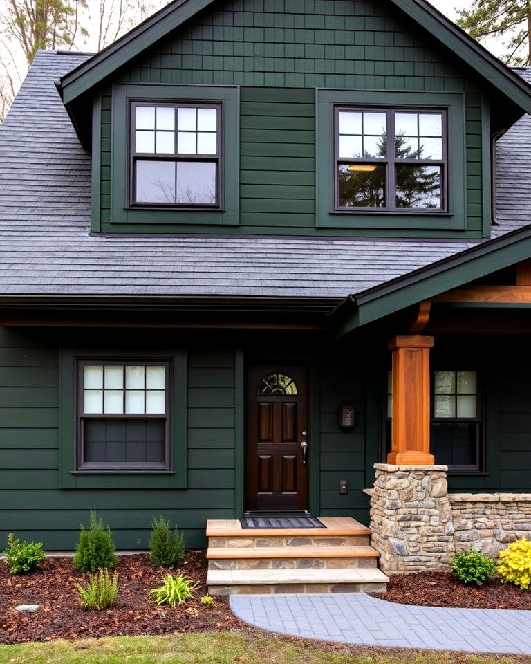 forest green siding - 25 House Siding Colors